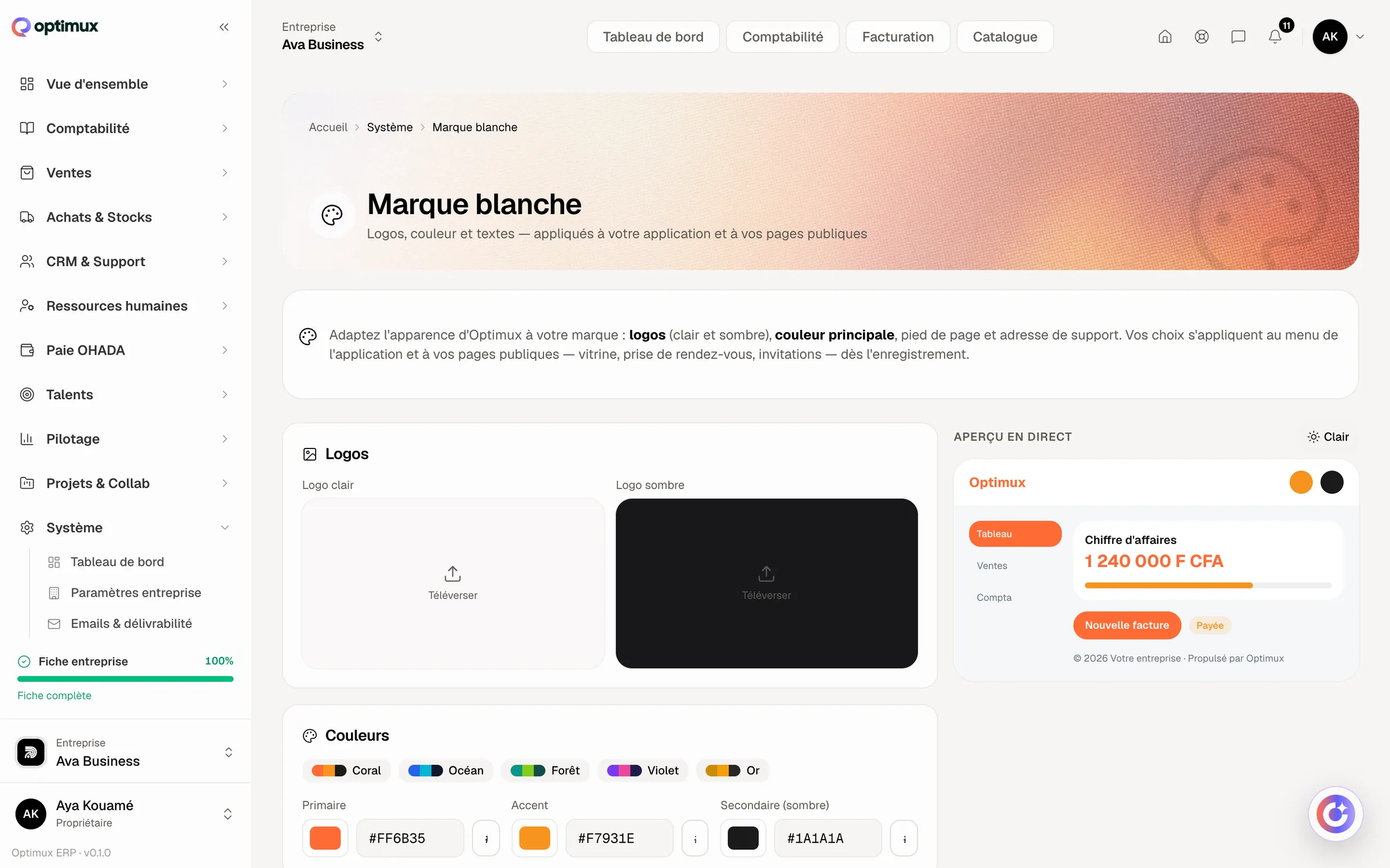 Marque blanche : Deux versions du logo