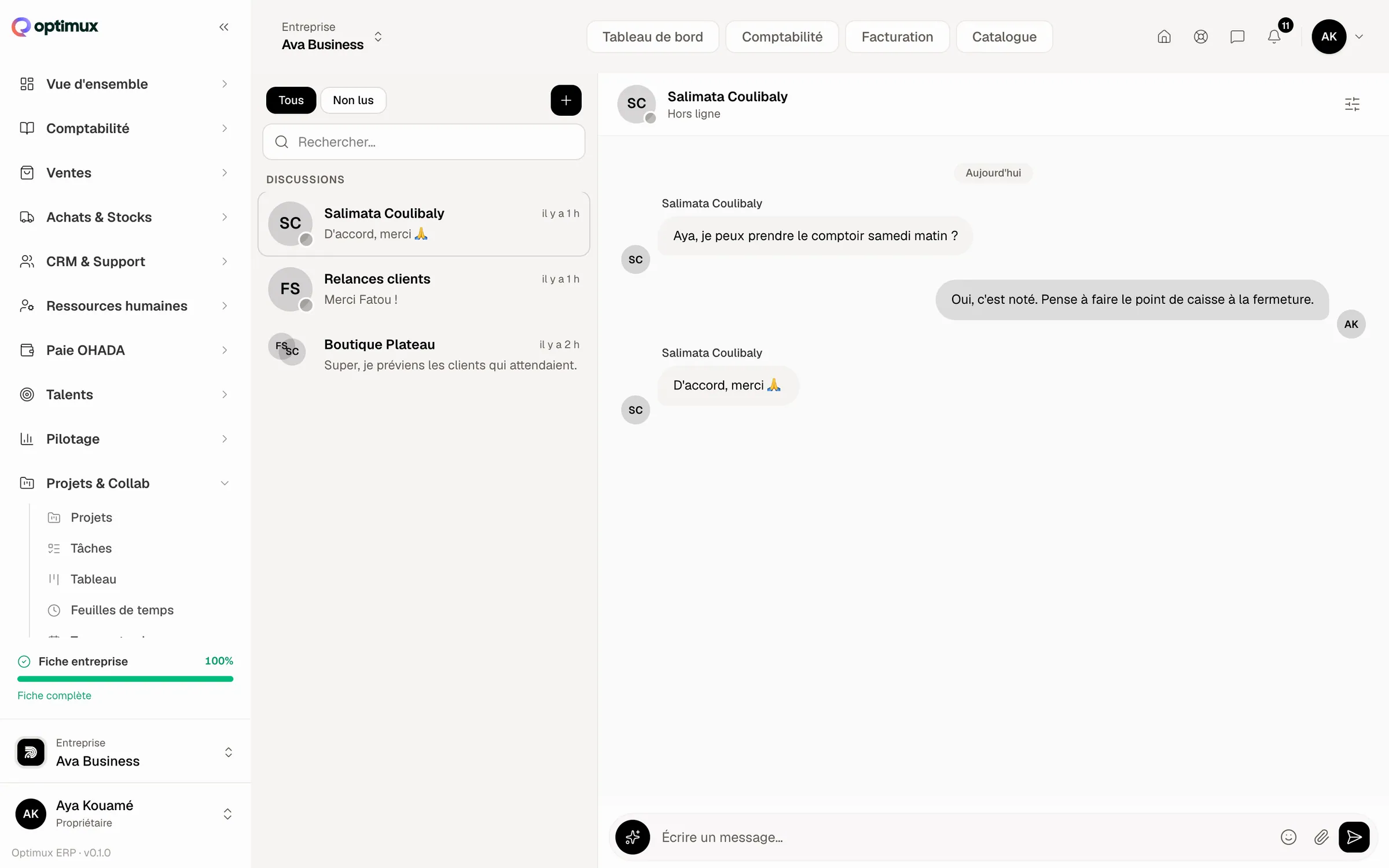Messenger : Entre collègues